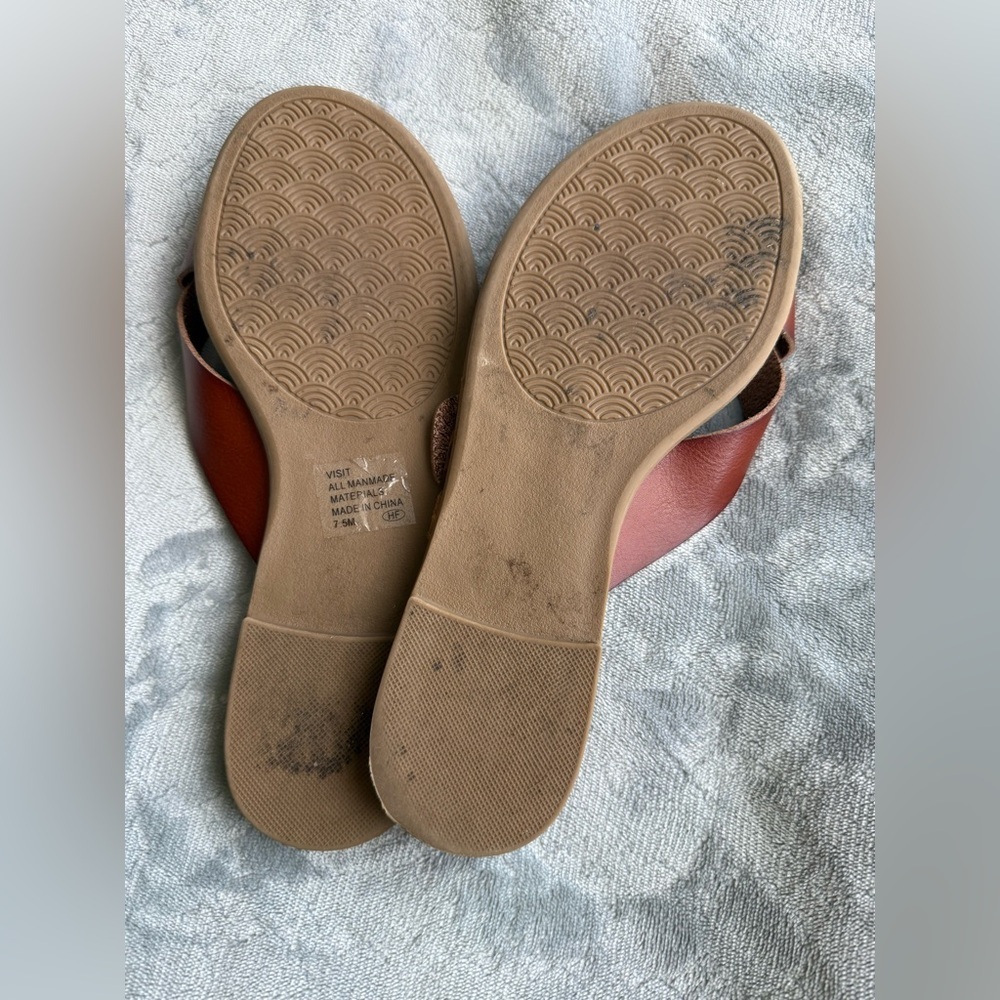 POP‎ Footwear Brown Buckle Slide Sandals Leopard Accent Size 7.5 - Picture 3 of 5